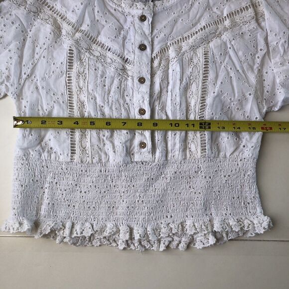 TopShop Women’s Cropped Eyelet Top Size 14 NWT 06052025 - Picture 4 of 12